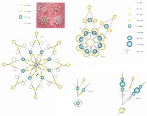 снежинка из бисера схема